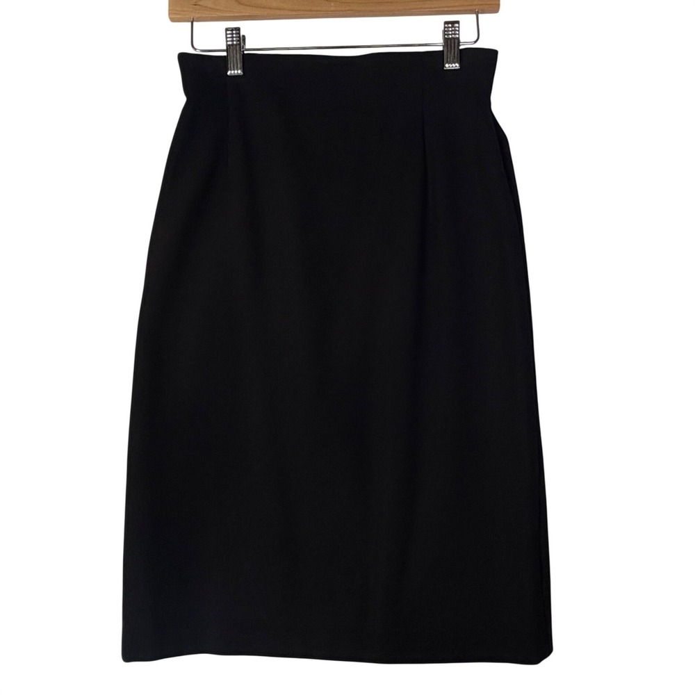 Anne Klein II Black‎ Wool Pencil Skirt Womens Size 4 Career Minimalist Classic
